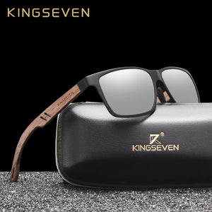 KINGSEVEN Brand New Design Aluminum+Walnut Wooden Handmade Sunglasses Men Polarized Eyewear Accessories Sun Glasses For Women