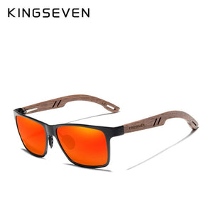 KINGSEVEN Brand New Design Aluminum+Walnut Wooden Handmade Sunglasses Men Polarized Eyewear Accessories Sun Glasses For Women