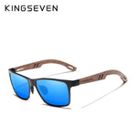 KINGSEVEN Brand New Design Aluminum+Walnut Wooden Handmade Sunglasses Men Polarized Eyewear Accessories Sun Glasses For Women