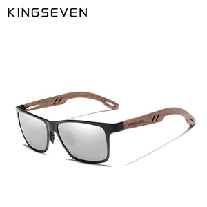 KINGSEVEN Brand New Design Aluminum+Walnut Wooden Handmade Sunglasses Men Polarized Eyewear Accessories Sun Glasses For Women