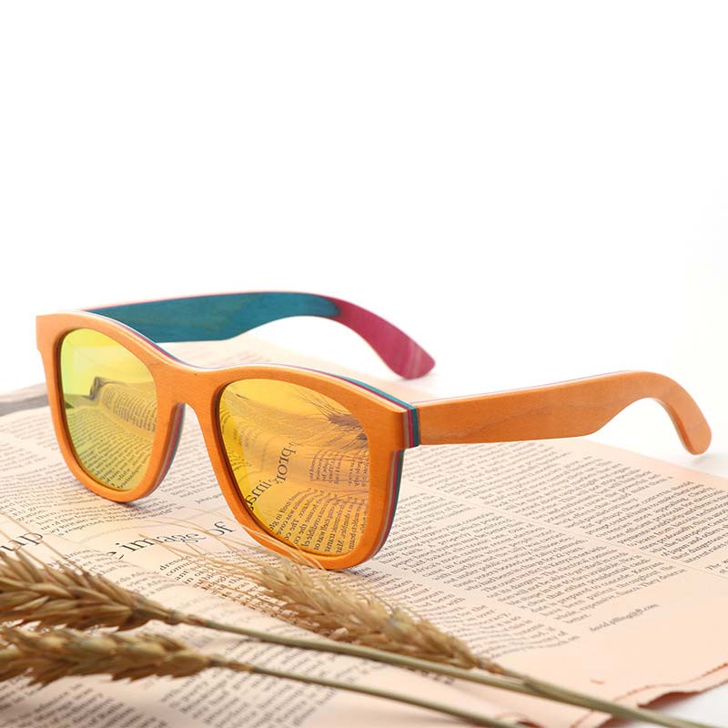 BerWer Brand Designer wood Sunglasses New Polarized Women Men Layered Skateboard Wooden Sunglass Retro Vintage Eyewear