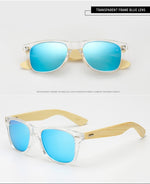 LongKeeper Polarized Wood Bamboo Sunglasses Women Brand Design Mens Real Wooden Arms Sun Glasses Mirrorr Lens Gafas de sol