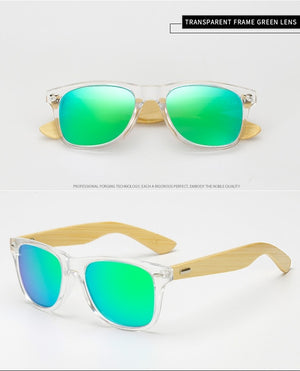 LongKeeper Polarized Wood Bamboo Sunglasses Women Brand Design Mens Real Wooden Arms Sun Glasses Mirrorr Lens Gafas de sol