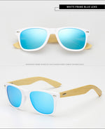 LongKeeper Polarized Wood Bamboo Sunglasses Women Brand Design Mens Real Wooden Arms Sun Glasses Mirrorr Lens Gafas de sol