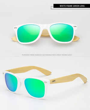 LongKeeper Polarized Wood Bamboo Sunglasses Women Brand Design Mens Real Wooden Arms Sun Glasses Mirrorr Lens Gafas de sol