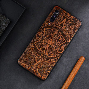 Custom Carved Wood Case For Xiaomi Mi 9 SE Case funda on Xiaomi mi 9 mi 8 se mi8 lite mix 3 2 2s Wooden TPU Protective Case