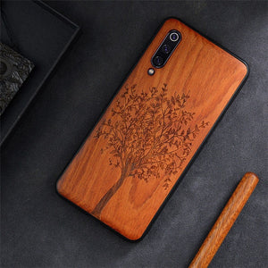 Custom Carved Wood Case For Xiaomi Mi 9 SE Case funda on Xiaomi mi 9 mi 8 se mi8 lite mix 3 2 2s Wooden TPU Protective Case