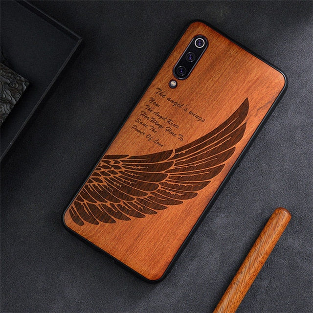 Custom Carved Wood Case For Xiaomi Mi 9 SE Case funda on Xiaomi mi 9 mi 8 se mi8 lite mix 3 2 2s Wooden TPU Protective Case