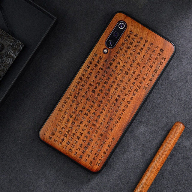 Custom Carved Wood Case For Xiaomi Mi 9 SE Case funda on Xiaomi mi 9 mi 8 se mi8 lite mix 3 2 2s Wooden TPU Protective Case