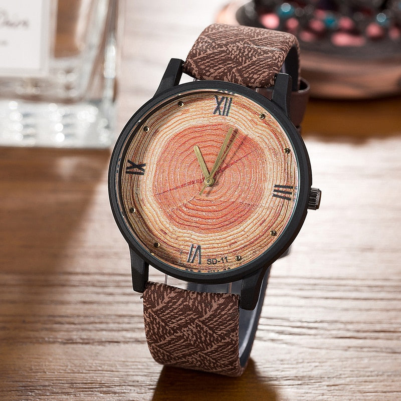 New 2017 Wood Retro Women Casual Watches Brand Vintage Leather ladies Quartz Clock Hours Woman Fashion Face Wooden dress Watch