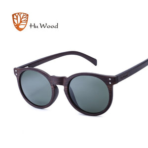 HU WOOD Brand Designer Polarized Sunglasses Men Plastic Frame Wood Earpieces Fashion Oval Sun Glasses Mirror Lens UV400 GR8003