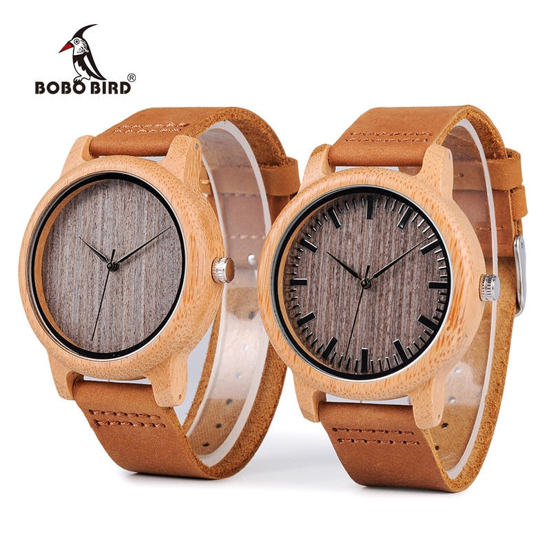 BOBO BIRD WA18L10 Vintage Lightweight Round Bamboo Wood Quartz Watches With Leather Bands for Women Men watches top brand design