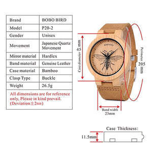 BOBO BIRD LP20 Men Wrist Watch Fashion Bamboo Quartz Watch Montre Homme Skeleton Dragonfly Animals Watch Men