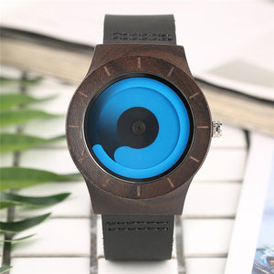 Casual Men Women Wooden Watch Novel Vortex Non-pointer Sport Bamboo Wristwatch Geek Concept Young People Wood Clock Cool Gifts