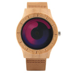 Casual Men Women Wooden Watch Novel Vortex Non-pointer Sport Bamboo Wristwatch Geek Concept Young People Wood Clock Cool Gifts