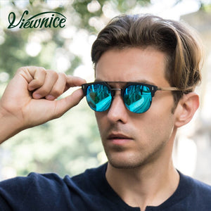 Viewnice 2018 Wooden Sunglasses Man Retro Gafas de sol Designer Sun Glasses Metal and Wood Polarized Sunglasses Women Eyewear Oc