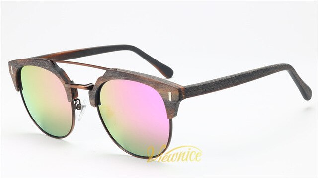 Viewnice 2018 Wooden Sunglasses Man Retro Gafas de sol Designer Sun Glasses Metal and Wood Polarized Sunglasses Women Eyewear Oc