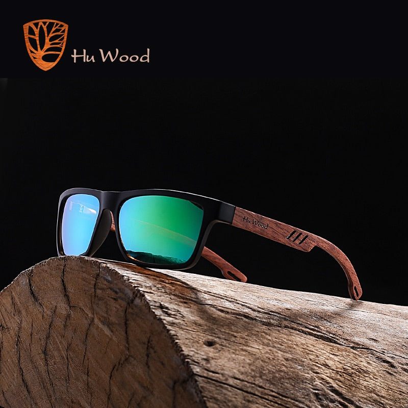 HU WOOD Brand Design Zebra Wood Sunglasses For Men Fashion Sport Color Gradient Sun glasses Driving Fishing Mirror Lens GRS8016