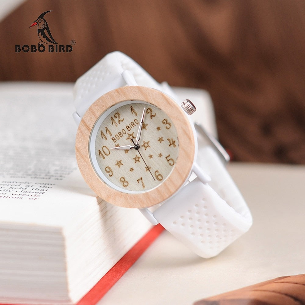 BOBO BIRD Timepieces Women Wood Watches Soft Silicone Band Starry Sky Fashion Design Ladies Quartz Wristwatch W*P21