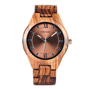 BOBO BIRD Q05 Men Quartz Watch Unique Zebrawood and Resin Conbined Case Wooden Wristwatch