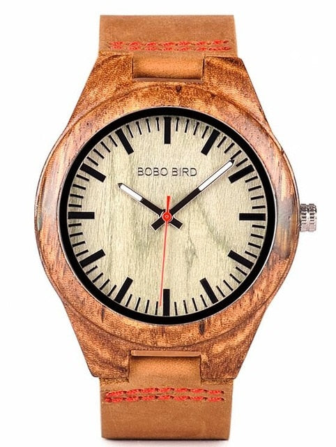 BOBO BIRD Q05 Men Quartz Watch Unique Zebrawood and Resin Conbined Case Wooden Wristwatch