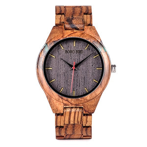 BOBO BIRD Q05 Men Quartz Watch Unique Zebrawood and Resin Conbined Case Wooden Wristwatch