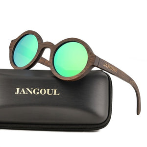 JANGOUL Design Wood Sunglasses Classic Bamboo Wooden Sun Glasses Natural Men Women Retro Handmade Eyewear 023