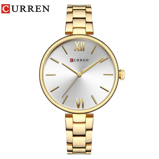 CURREN 9017 New Women Watches Luxury Brand Watch Rose Gold Women Quartz Clock Creative Wood Pattern Dial Fashion Wristwatch