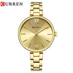 CURREN 9017 New Women Watches Luxury Brand Watch Rose Gold Women Quartz Clock Creative Wood Pattern Dial Fashion Wristwatch