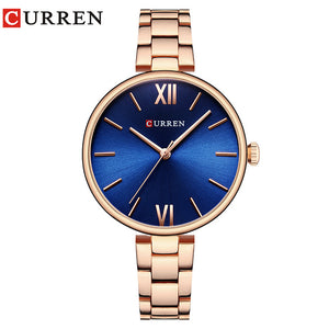 CURREN 9017 New Women Watches Luxury Brand Watch Rose Gold Women Quartz Clock Creative Wood Pattern Dial Fashion Wristwatch