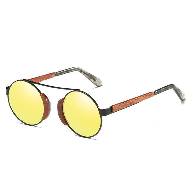 CIVICHIC Retro Wooden Polarized Round Sunglasses Men Bamboo Eyewear Women Brand Designer UV400 Mirror Filmed Lens Lunettes KD050