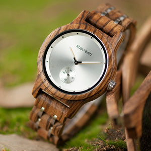 BOBO BIRD Luxury Minimalist Watch Men Women Independent Second Timepiece Metal Wood Band Relogio J-Q18