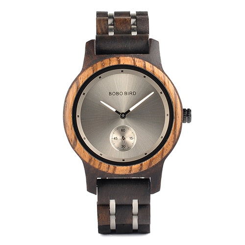 BOBO BIRD Luxury Minimalist Watch Men Women Independent Second Timepiece Metal Wood Band Relogio J-Q18