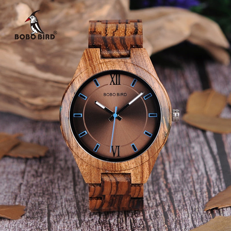 BOBO BIRD Wood Men Watch erkek kol saati Fashion Luxury Design Watches Women Wooden and Agate Inlay Case relogio masculino V-Q05