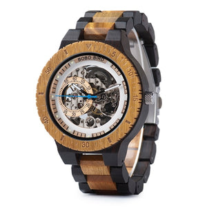 BOBO BIRD Wooden Mechanical Watch Men Relogio Masculino Big Mens Watches Top Brand Luxury Timepieces erkek kol saati W-R05