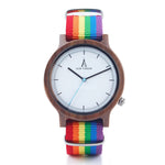 ALK Vision Pride Rainbow Top Wood Watches Luxury Brand Women Mens Wooden Watch with Canvas LGBT Strap Fashion Casual Wristwatch