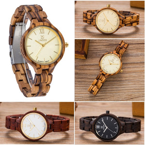 Unique Fashion Designer Women Dress Quartz Watches Hot Selling Newest Women`s Casual Wood Watch Japan Movement Wooden Wristwatch