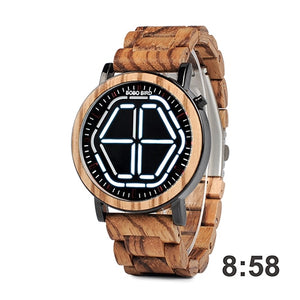 BOBO BIRD Wood Digital Watch Men erkek kol saati Night Vision Wooden Watches LED Time Display relogio masculino in Wood Gift Box