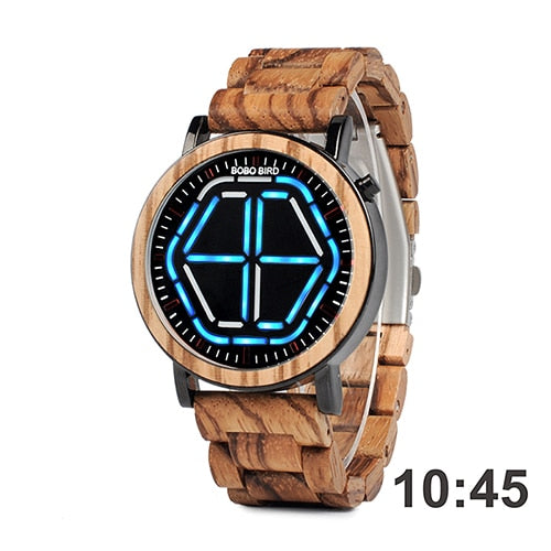 BOBO BIRD Wood Digital Watch Men erkek kol saati Night Vision Wooden Watches LED Time Display relogio masculino in Wood Gift Box