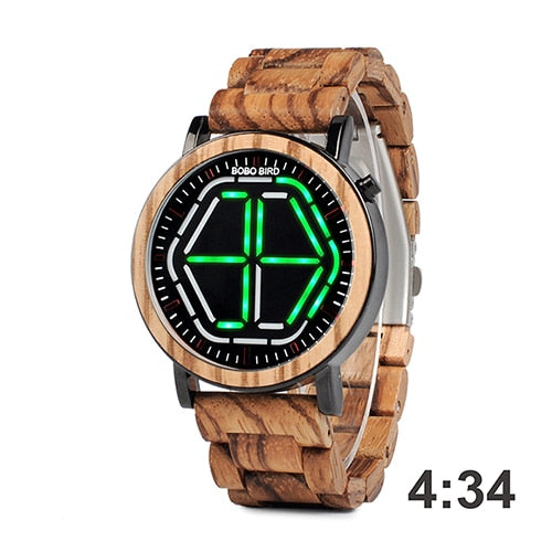 BOBO BIRD Wood Digital Watch Men erkek kol saati Night Vision Wooden Watches LED Time Display relogio masculino in Wood Gift Box