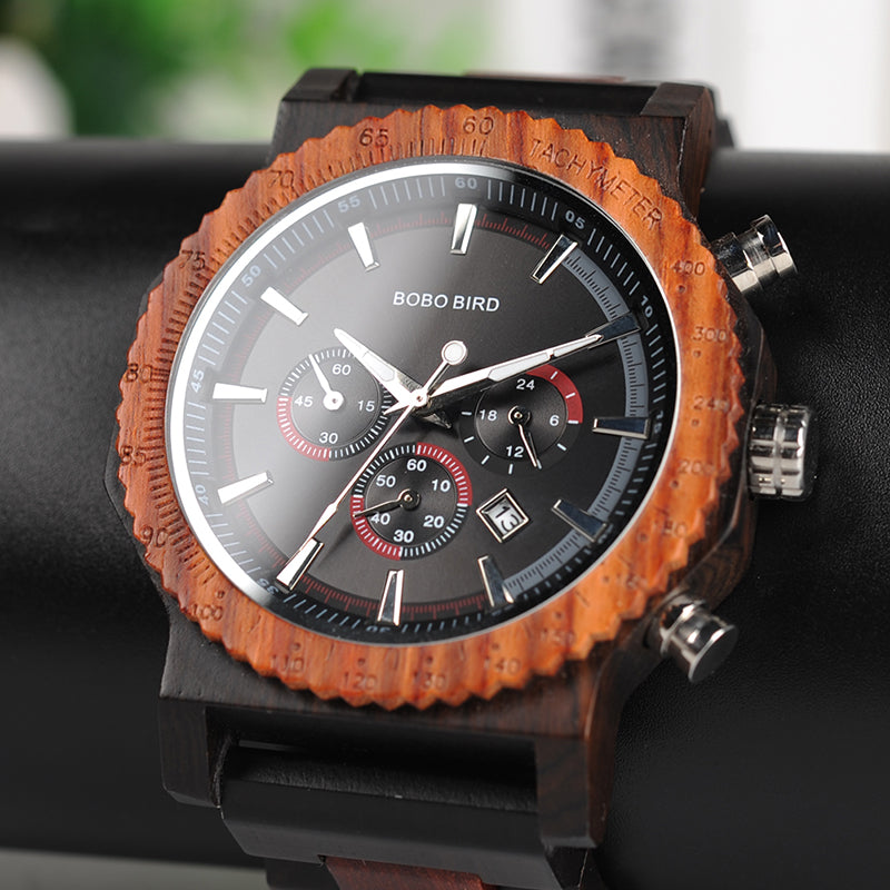 51mm Big Size Men Watch BOBO BIRD relogio masculino Wooden Quartz Top Luxury Watches for Dad Gift reloj mujer Accept Logo