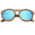 2018 Zebra wooden retro style sunglasses men and women sunglasses round vertebrae shape frame UV400 yellow lens Oculos Gafas