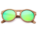 2018 Zebra wooden retro style sunglasses men and women sunglasses round vertebrae shape frame UV400 yellow lens Oculos Gafas