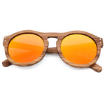 2018 Zebra wooden retro style sunglasses men and women sunglasses round vertebrae shape frame UV400 yellow lens Oculos Gafas