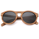 2018 Zebra wooden retro style sunglasses men and women sunglasses round vertebrae shape frame UV400 yellow lens Oculos Gafas