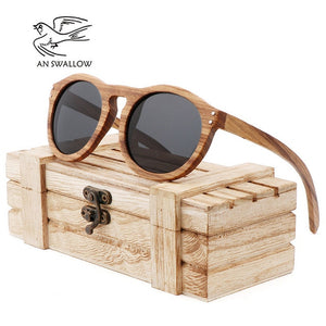 2018 Zebra wooden retro style sunglasses men and women sunglasses round vertebrae shape frame UV400 yellow lens Oculos Gafas