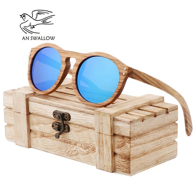 2018 Zebra wooden retro style sunglasses men and women sunglasses round vertebrae shape frame UV400 yellow lens Oculos Gafas