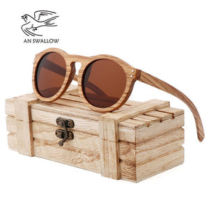 2018 Zebra wooden retro style sunglasses men and women sunglasses round vertebrae shape frame UV400 yellow lens Oculos Gafas