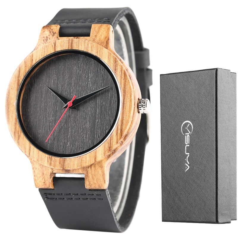 Simple Wooden Watch Men's Nature Bamboo Wood Genuine Leather Casual Women Minimalist Watch Male Sport Clock Reloj Christmas Gift