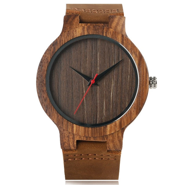 Simple Wooden Watch Men's Nature Bamboo Wood Genuine Leather Casual Women Minimalist Watch Male Sport Clock Reloj Christmas Gift